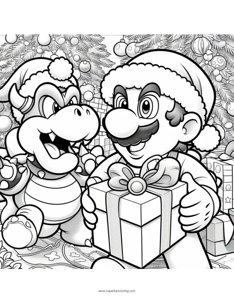 Super mario christmas coloring