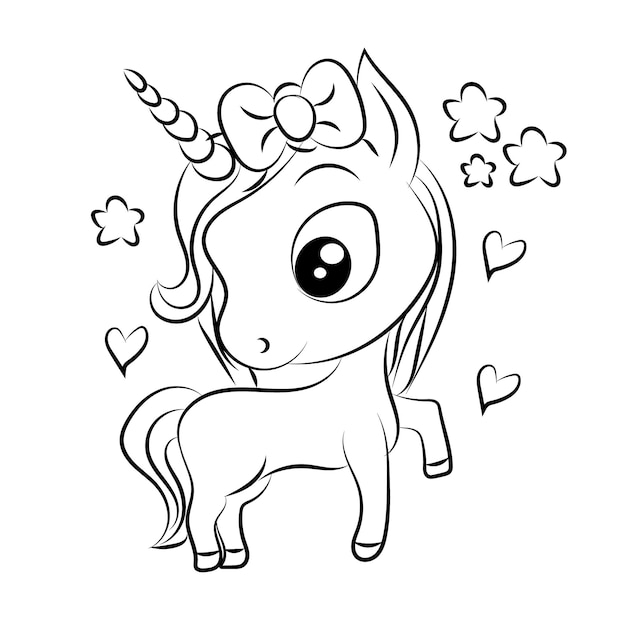 Premium vector unicorn kids coloring page vector blank printable design for children to fill in free vector