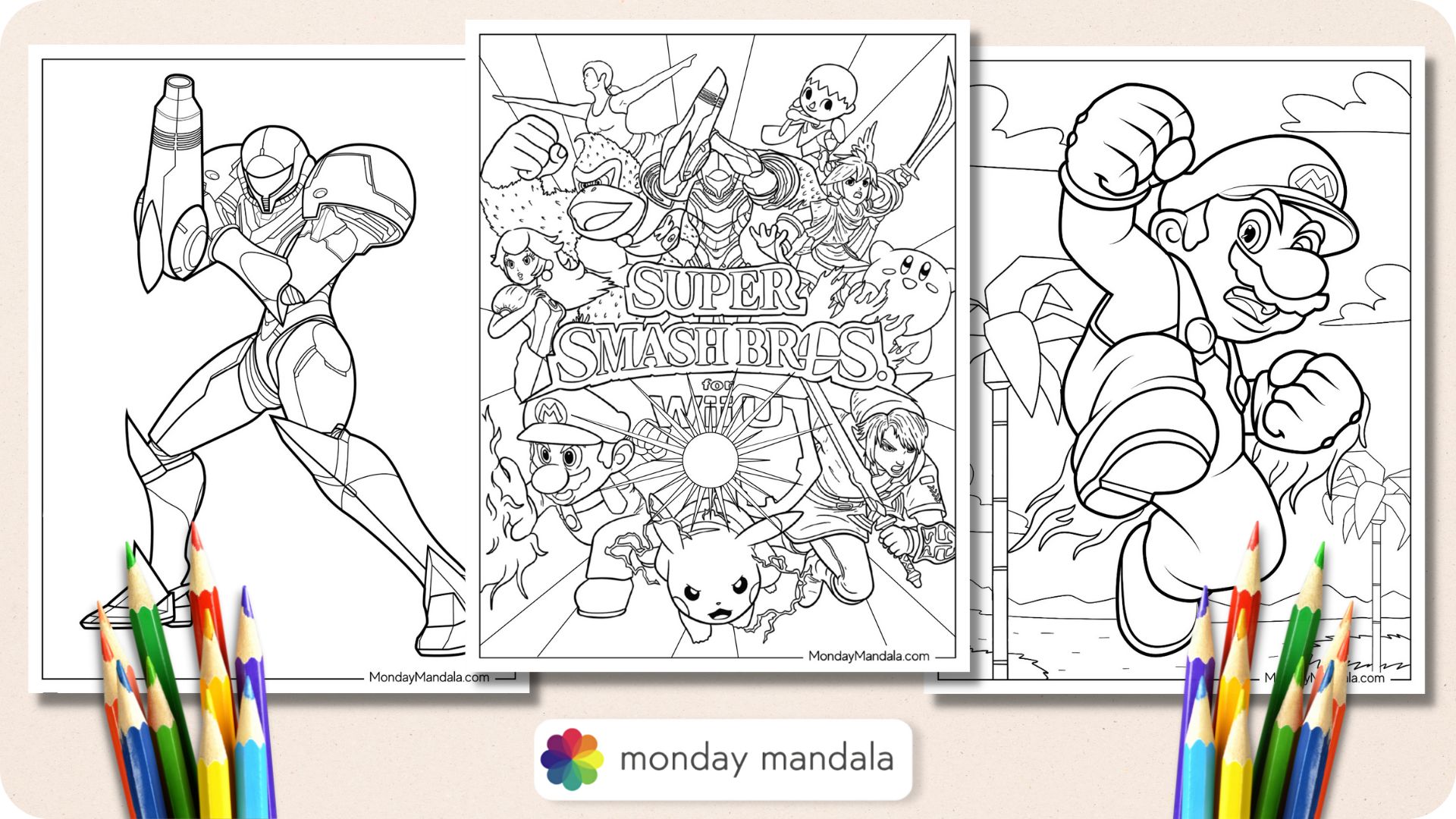 Super smash bros coloring pages free pdf printables