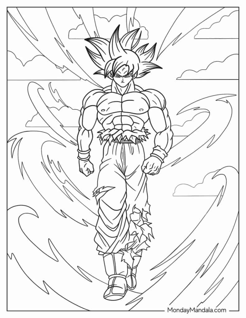 Goku coloring pages free pdf printables