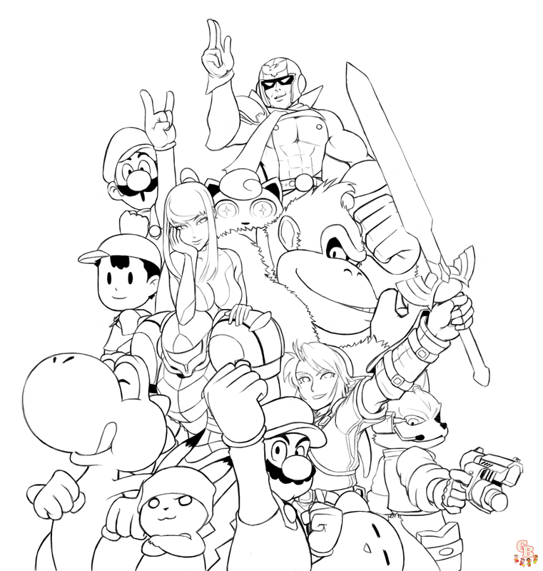 Super smash brothers coloring pages free printable