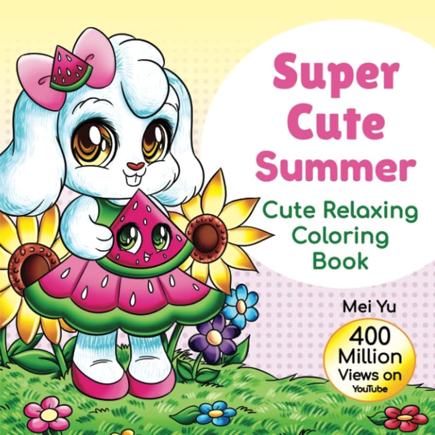 Super cute summer cute relaxing loring book cute loring book for adults teens adorable loring pages with cute animals chibi girls kawaii food for creative breaks stress relief