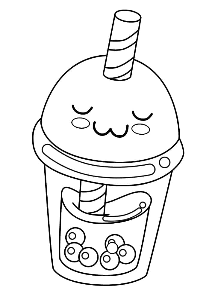 Very cute boba tea coloring page