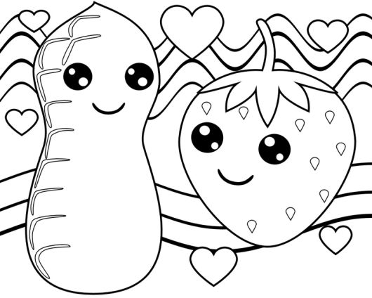 Strawberry kawaii coloring pages fruit coloring pages cute coloring pages food coloring pages