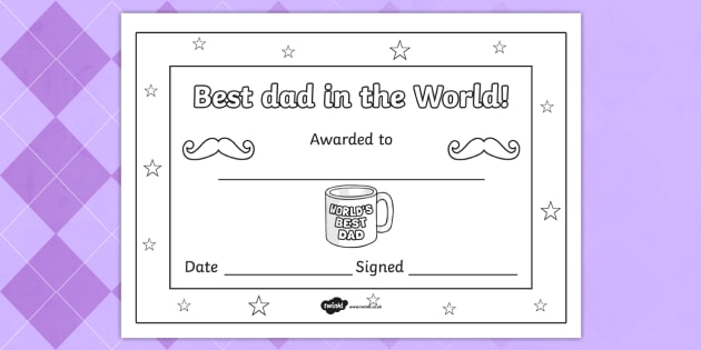 Super dad certificates teacher made