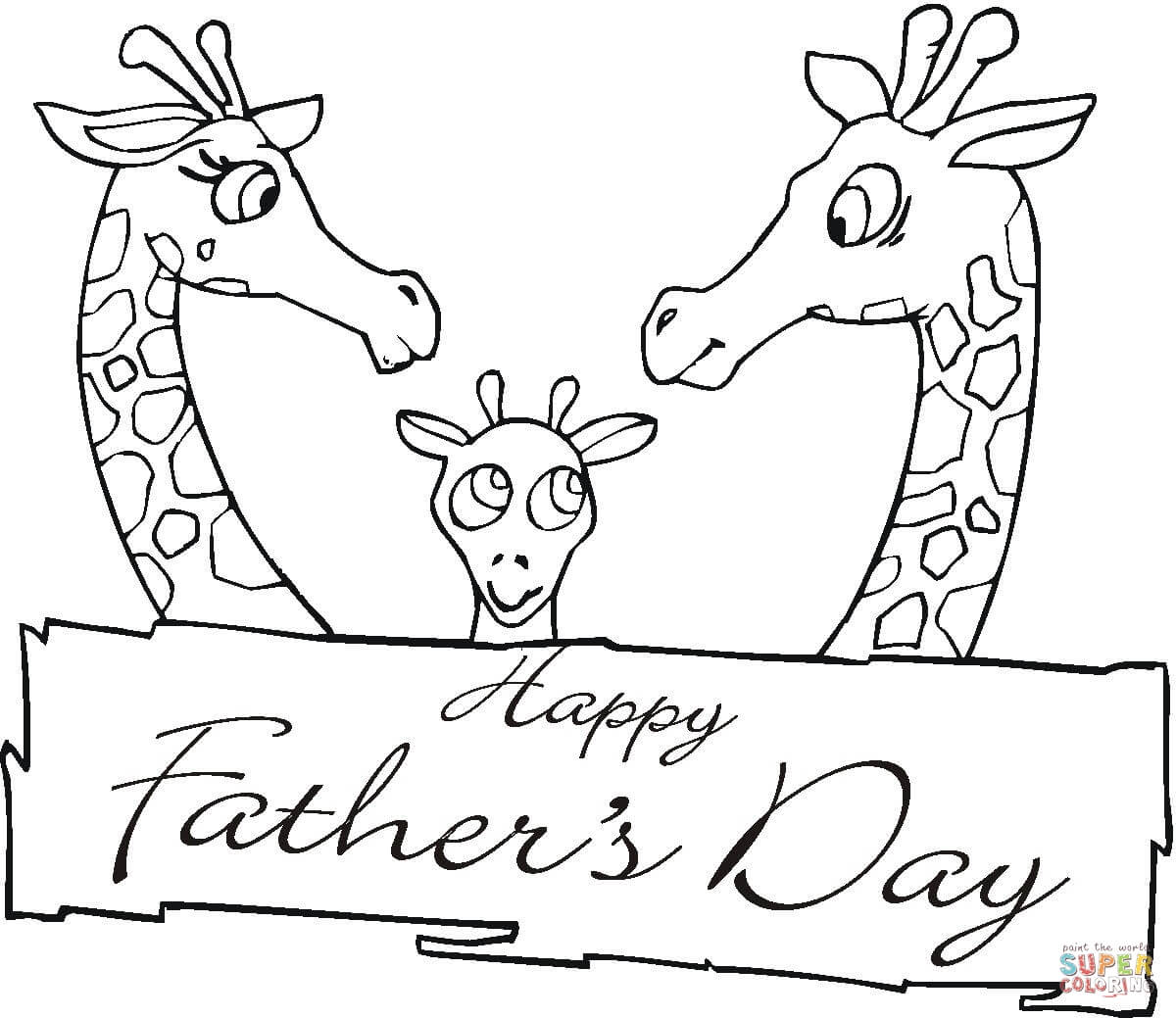 Giraffes together on fathers day coloring page free printable coloring pages