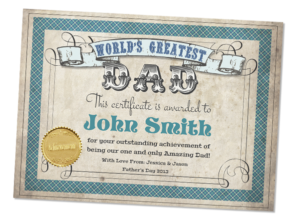 Fathers day worlds greatest dad printable certificate