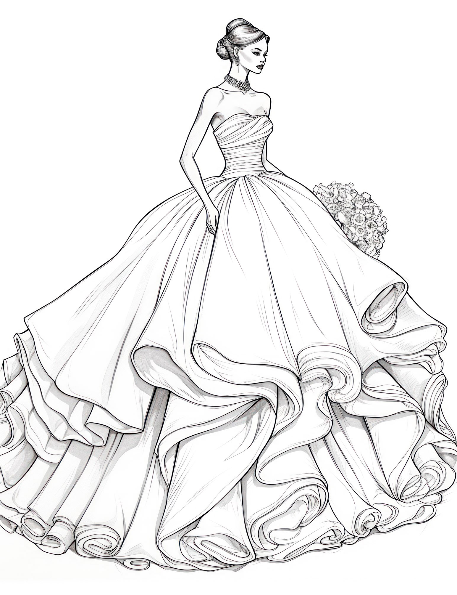 Stunning dress coloring pages for kids and adults