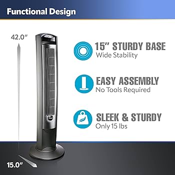 Lasko oscillating tower fan remote control timer quiet speeds for bedroom living room and office silver t home kitchen