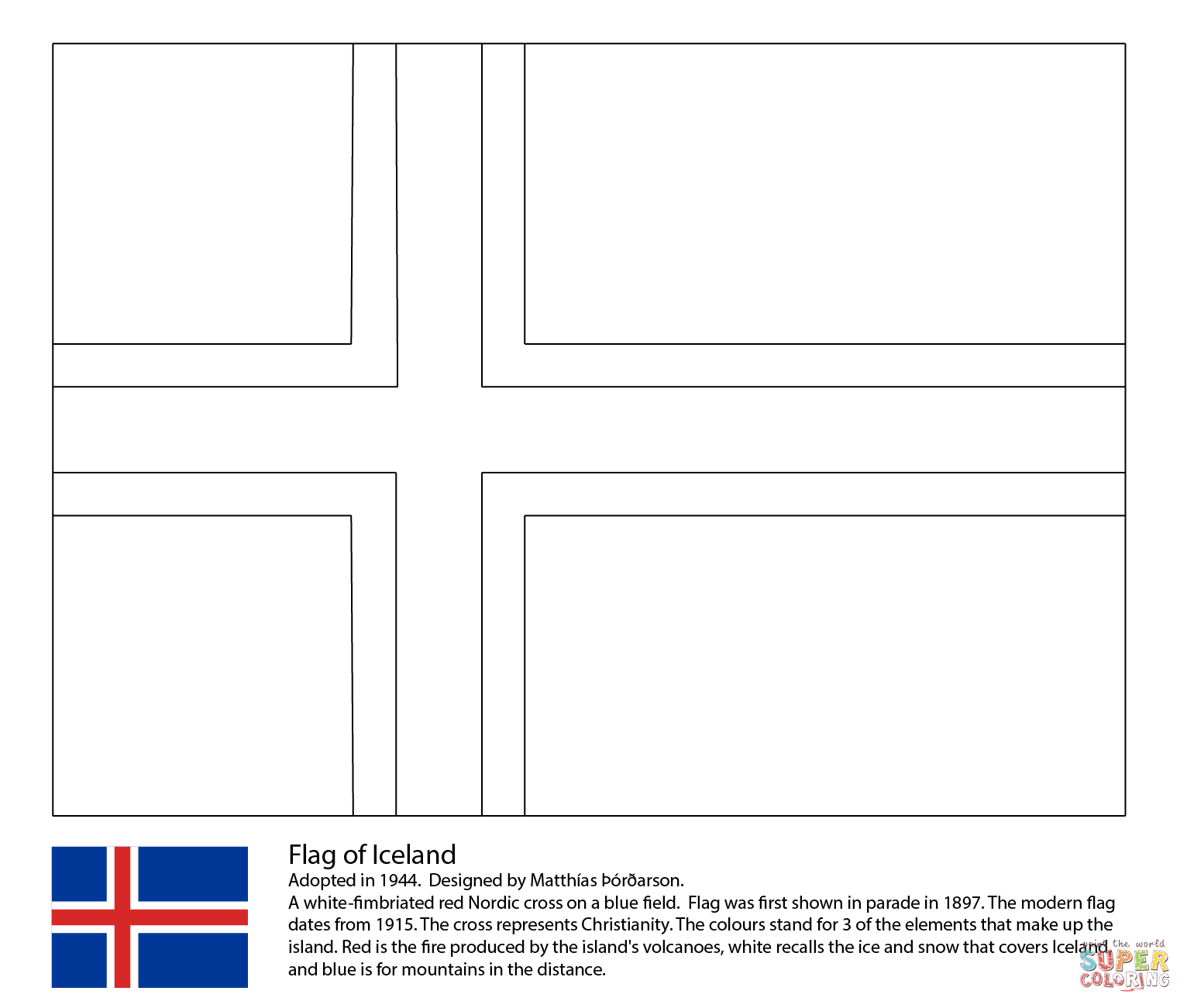 Flag of iceland coloring page free printable coloring pages