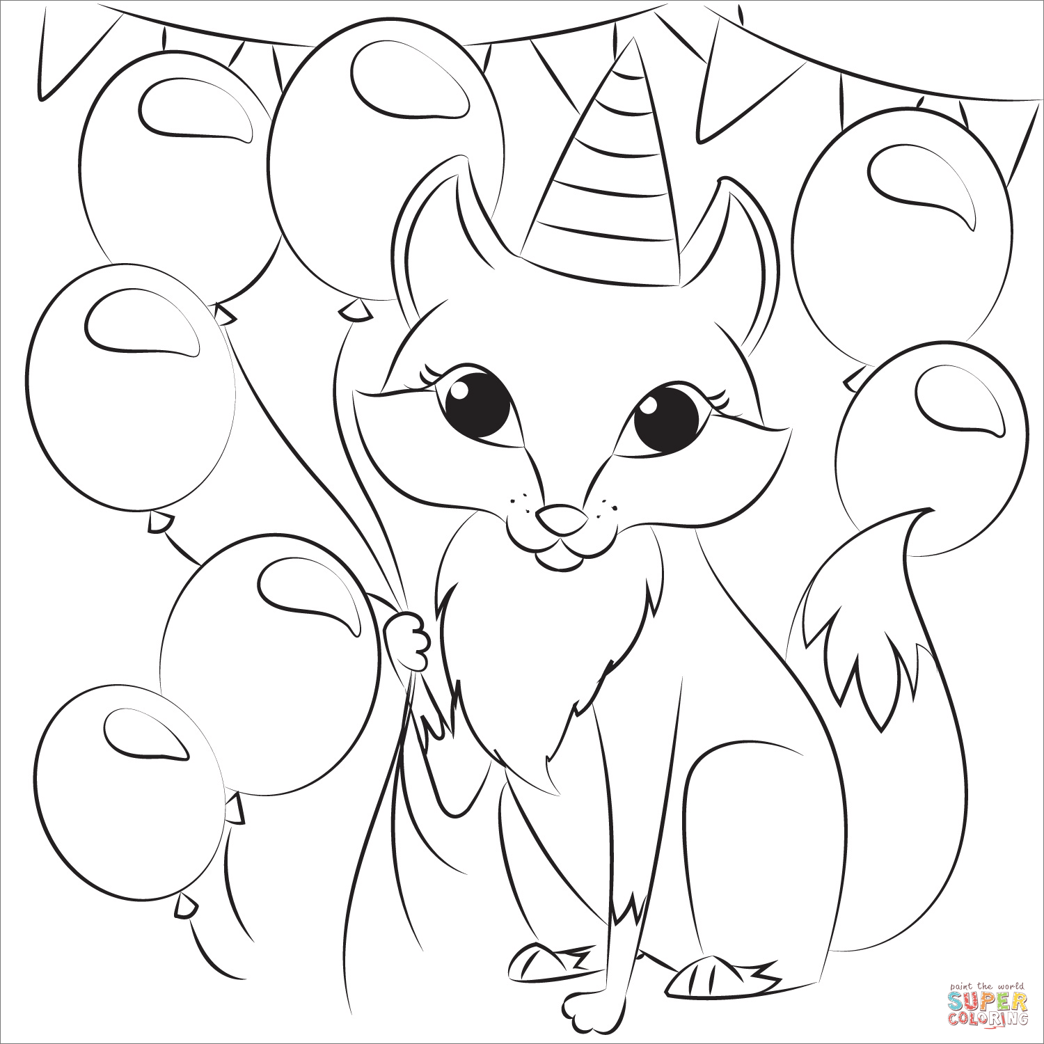 Foxs birthday coloring page free printable coloring pages