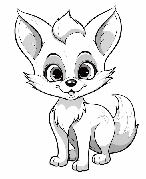 Premium ai image colorful adventures with a cute fox super easy coloring page for kids