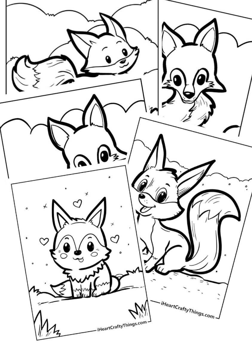 Super cute fox coloring pages â i heart crafty things