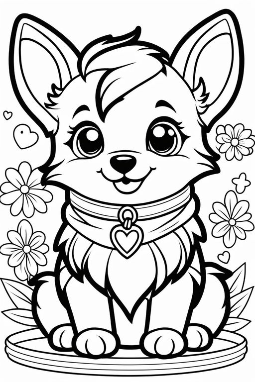 Ink sketch of beautiful super cute little fox