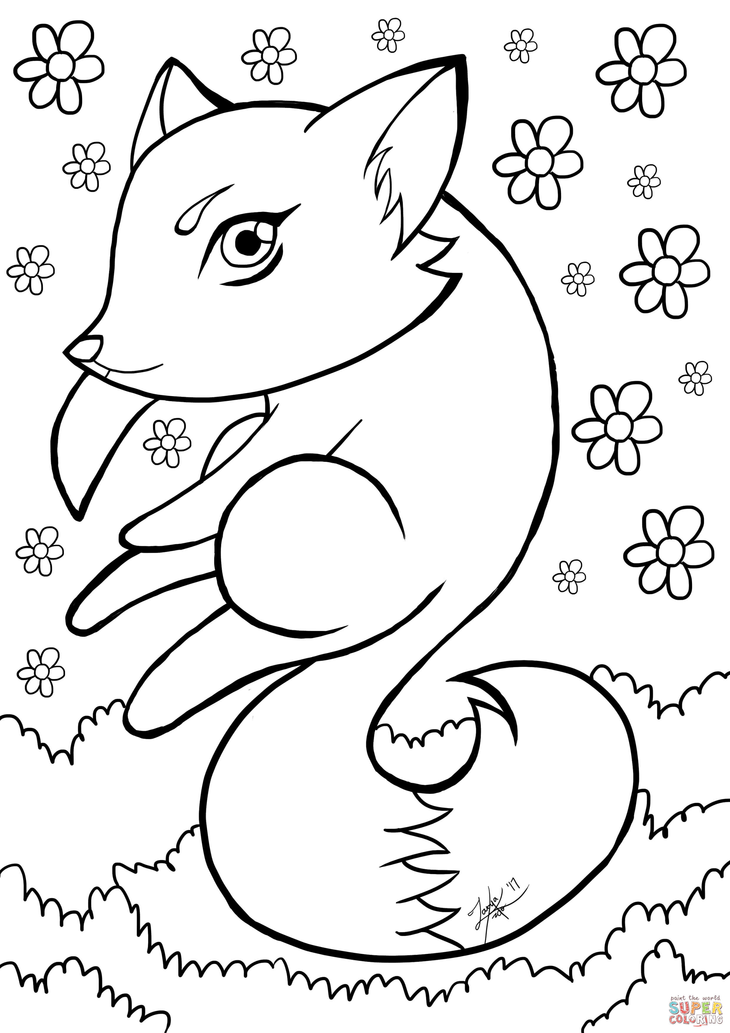 Fox coloring page free printable coloring pages