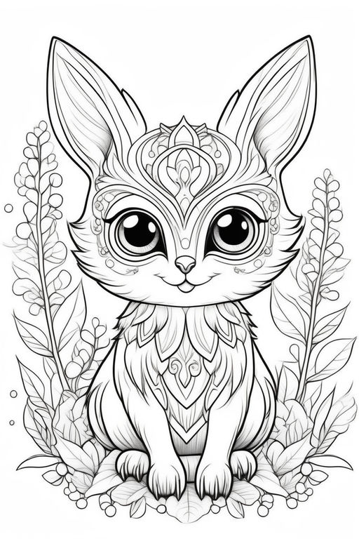 Outline art for kids coloring book cute close up highly detailed super cute spring cute drawf fluffy pixie creature