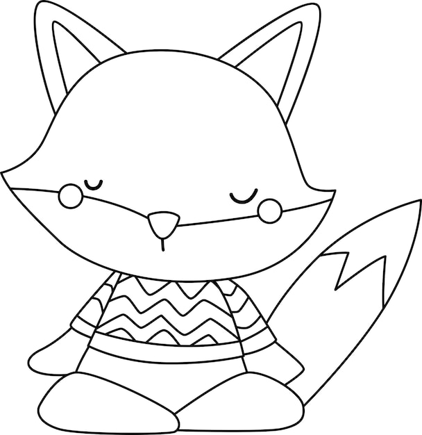 Cute fox coloring pages vectors illustrations for free download