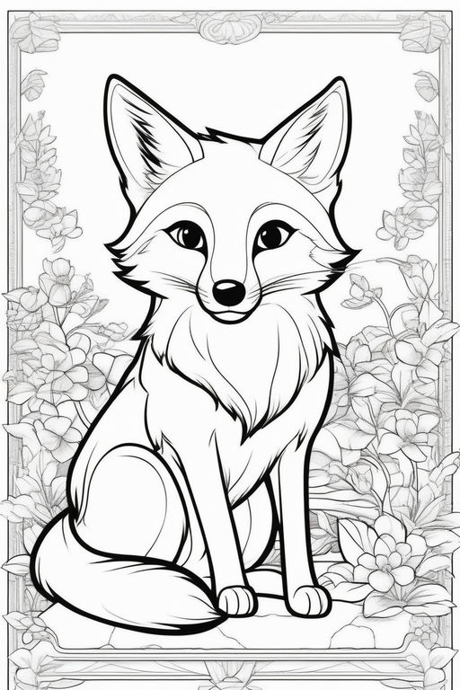 Ink sketch of beautiful super cute little fox