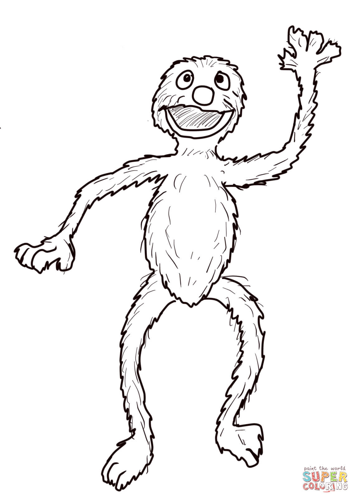 Sesame street grover waving coloring page free printable coloring pages