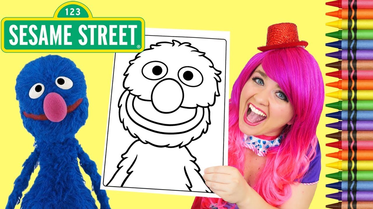 Coloring grover sesae street coloring book page crayola crayons kii the clown