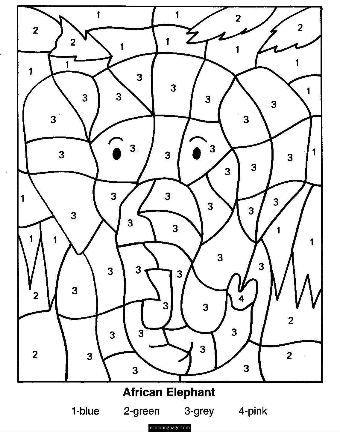 Free printable color by number coloring pages