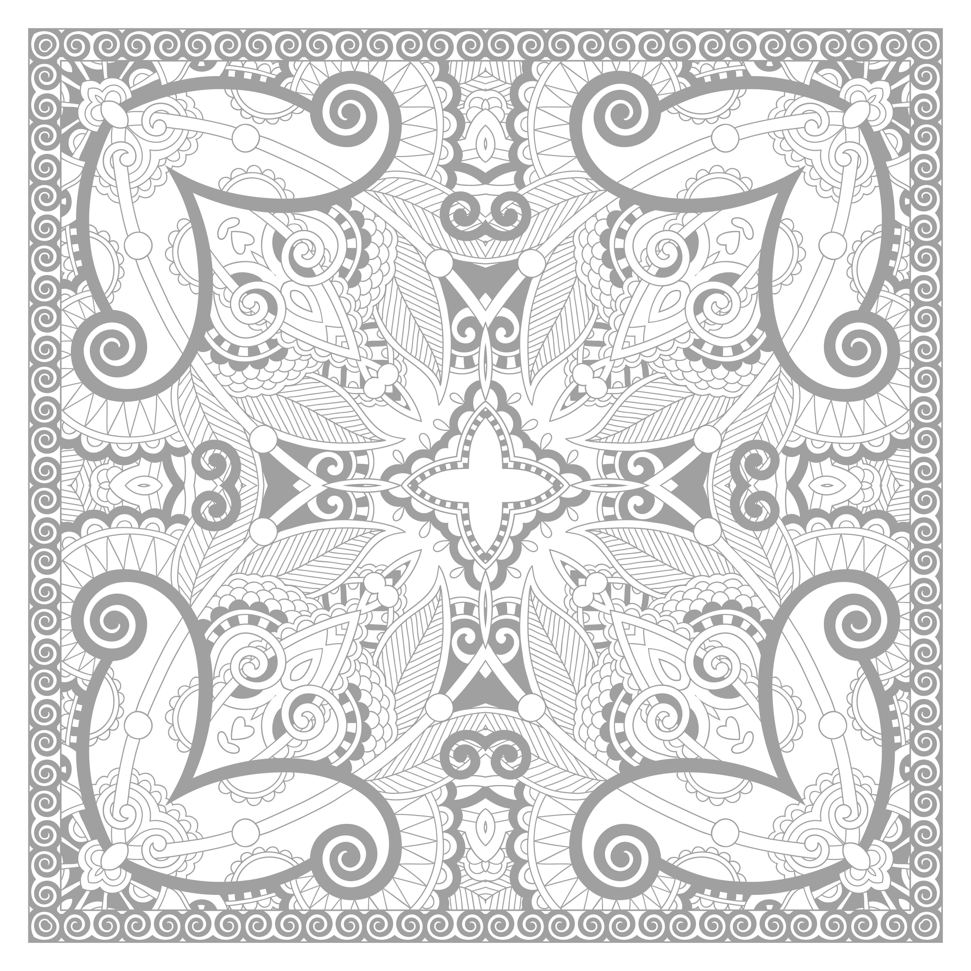 Squared complex mandala coloring page