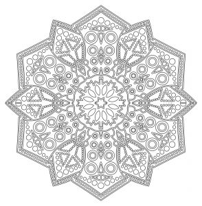 Squared complex mandala coloring page