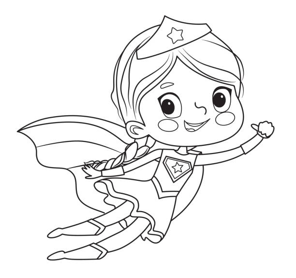 Girl superhero coloring pages stock illustrations royalty