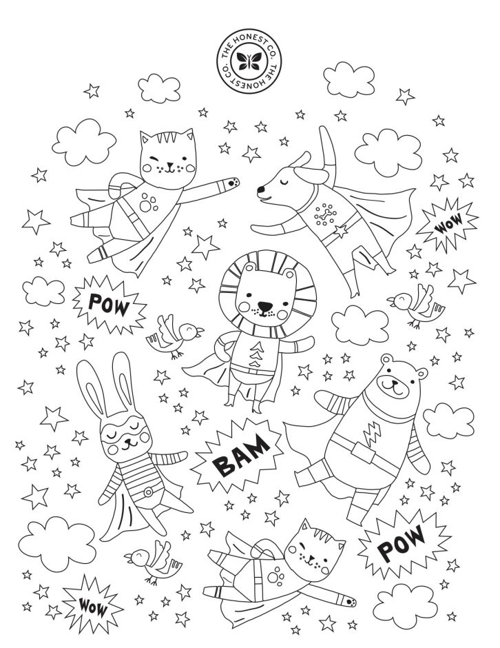 Super heroes printable coloring page