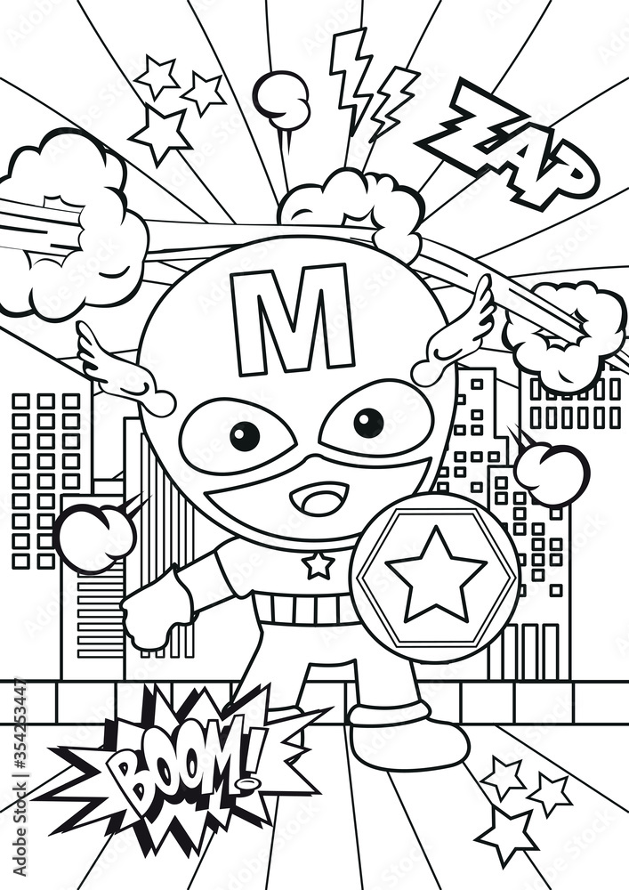 Superhero coloring pages kids coloring book worksheet for children vector