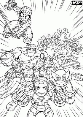 Marvel superheroes super hero squad coloring page