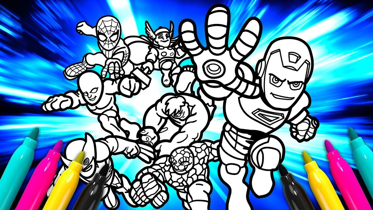 Marvel super hero squad coloring page avengers cartoon coloring