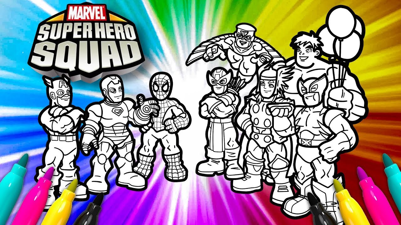 Super hero squad coloring page avengers coloring set