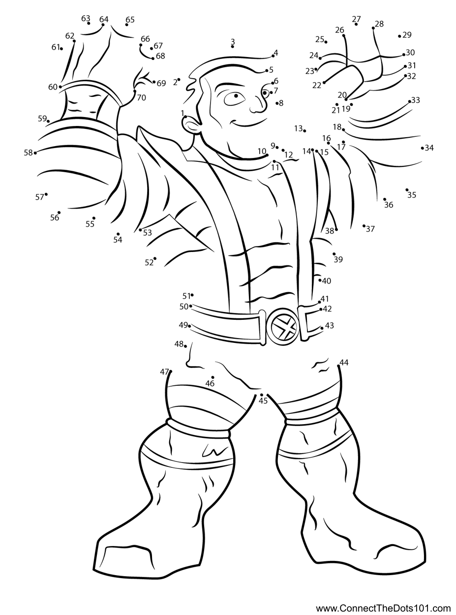 Colossus the super hero squad show dot to dot printable worksheet