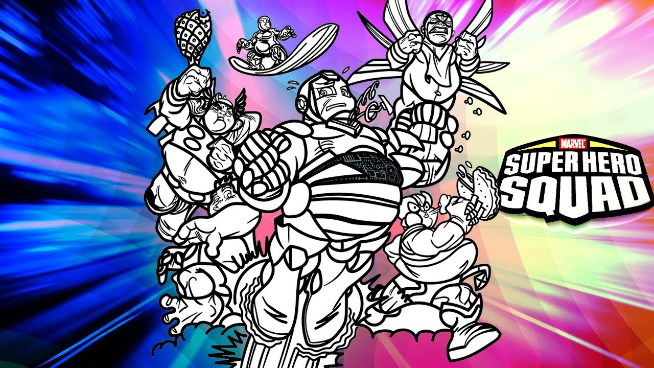 Marvel super hero squad coloring page ton squaddies