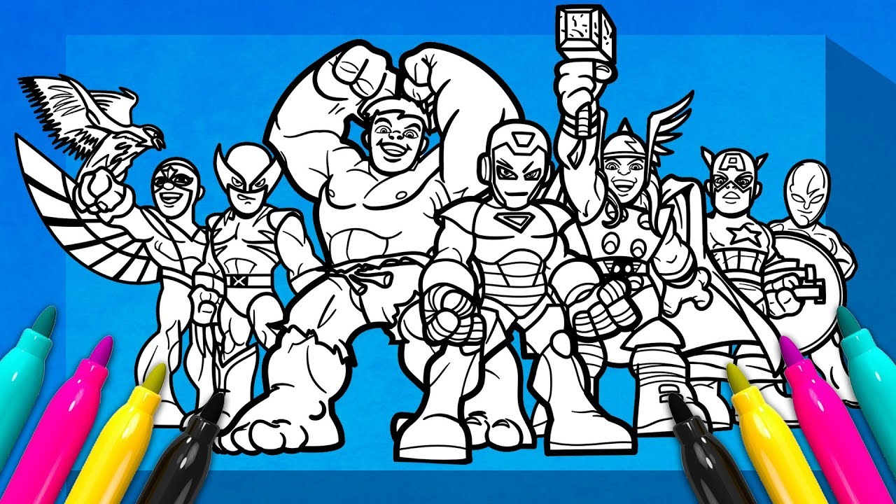 Super hero squad show coloring set avengers coloring page