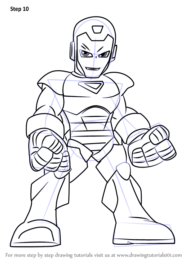 How to draw iron man from the super hero squad show the super hero squad show step by step