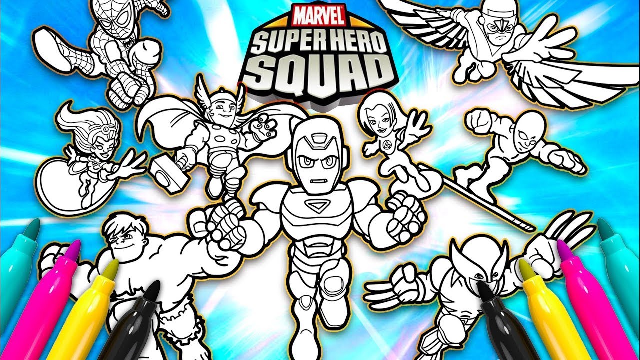 Super hero squad tea up coloring page avengers coloring for kids