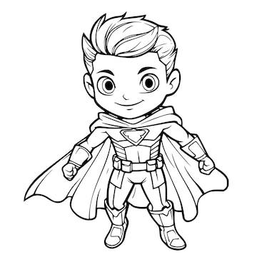 Premium vector cute super hero coloring pages drawing for kids