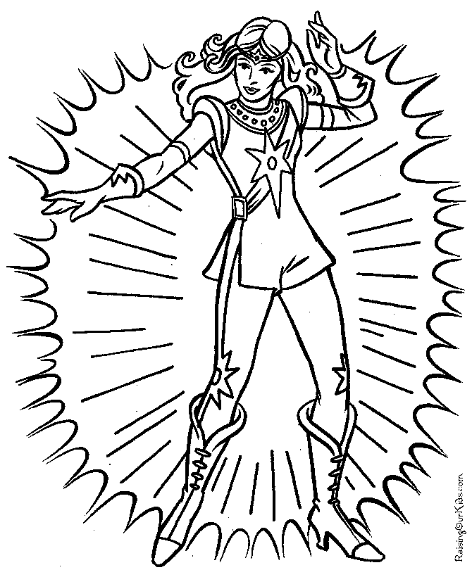 Female super hero coloring page