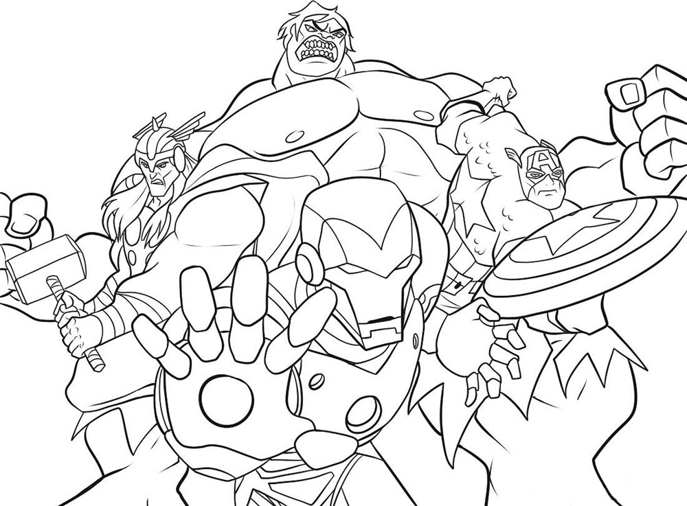 Avengers superhero struggle coloring page