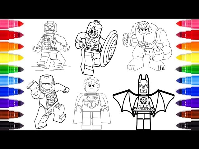 Superheroes lego coloring pages spideran captain aerica hulk iron an superan batan