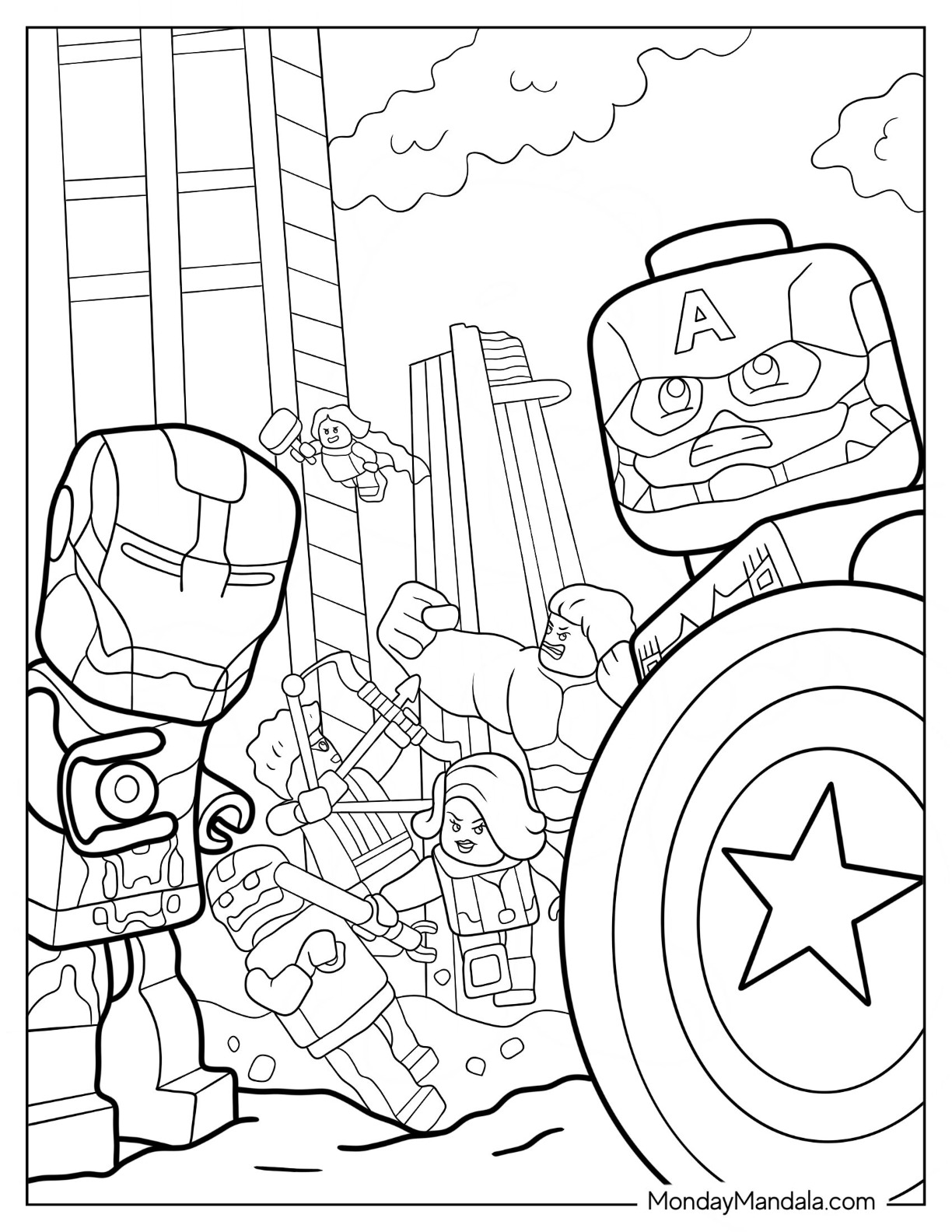 Lego avengers coloring pages free pdf printables