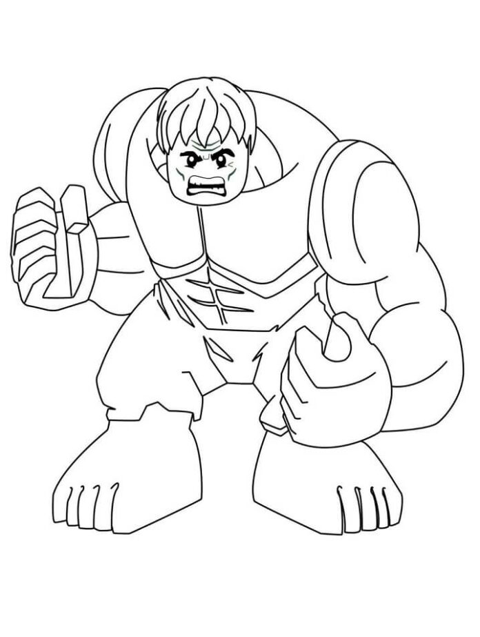 Superhero hulk coloring book from lego to print and online