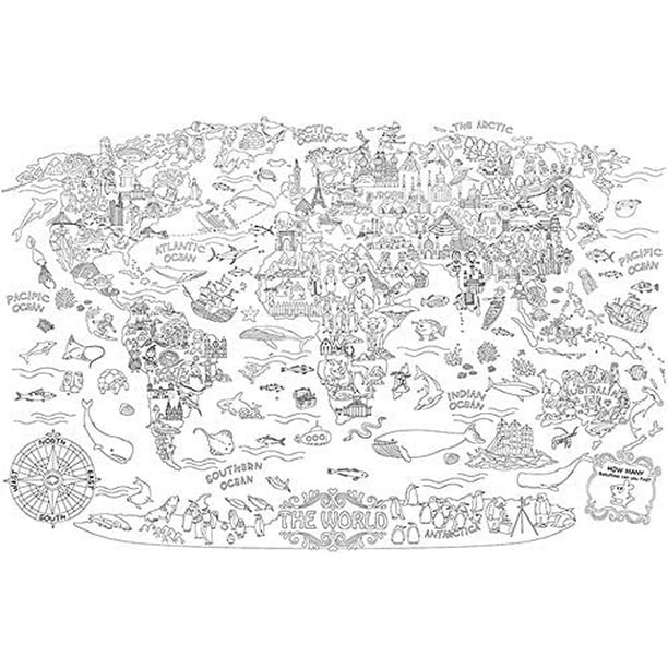 Ffiy super painter giant coloring doodle poster oversize world map theme scene drawing doodle wall post mandala doodle art for children creative drawing edutional gift for kids boy girl adults
