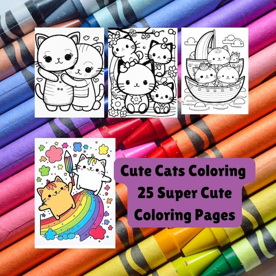 Super cute kitty coloring book snuggle kitty instant digital download cute kitties coloring pages pdf very cute easy cat lover coloring