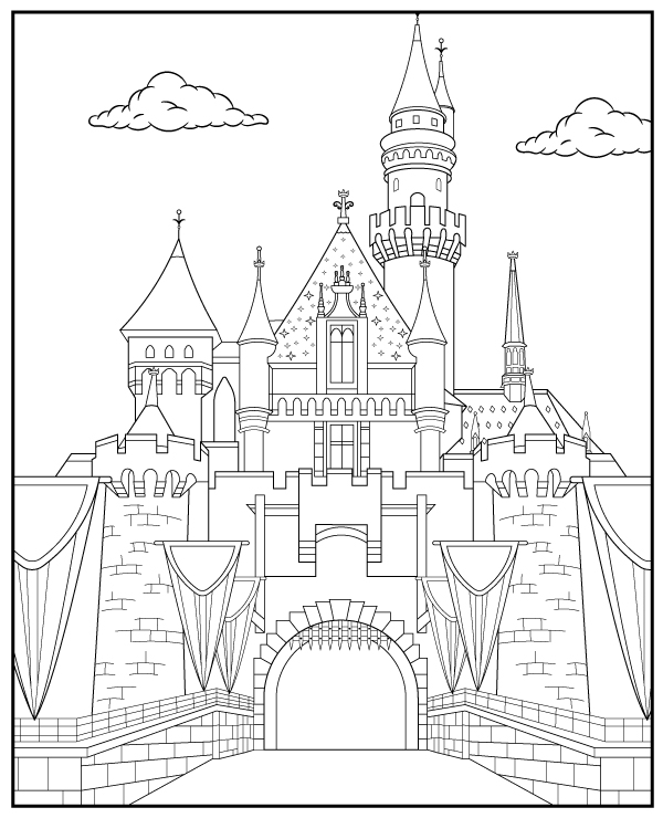 Disneyland castle coloring page sheet