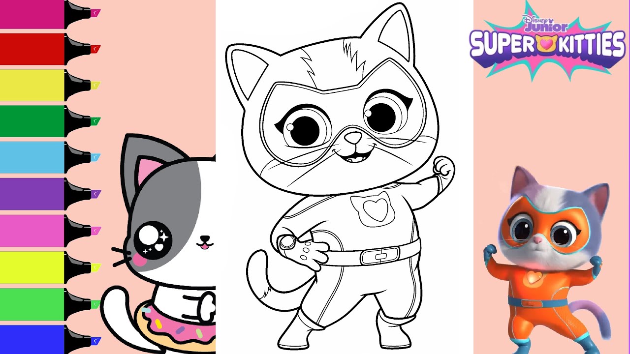 Coloring disney jr superkitties buddy and ginny coloring book pages sprinkled donuts jr