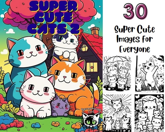 Super cute cats coloring cute cat coloring pages enjoy coloring page after page of cute kitties pdf instant download coloring for kids
