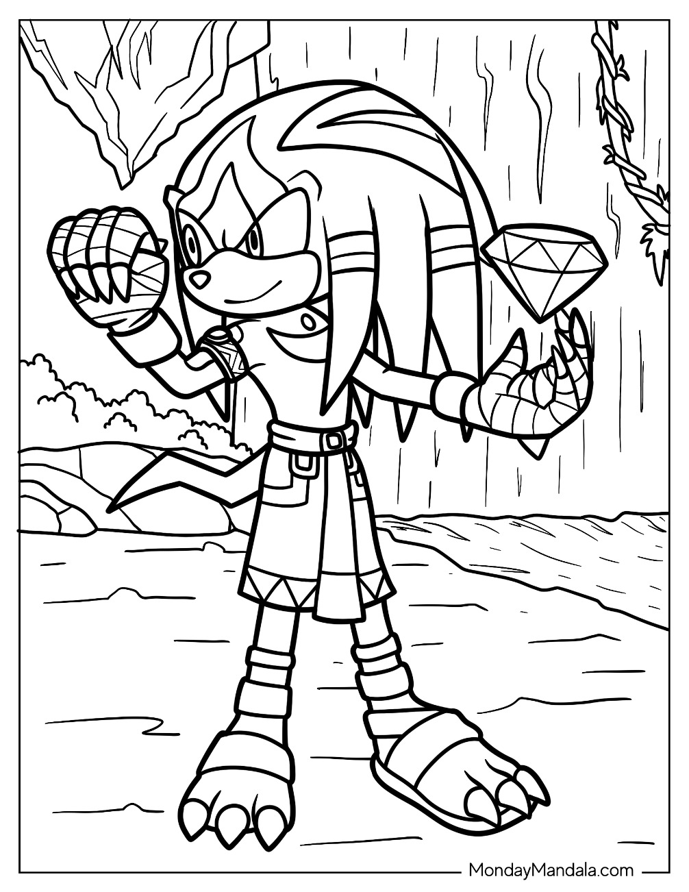 Knuckles coloring pages free pdf printables